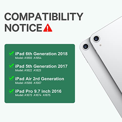 Greenlaw Ipad 9.7 Inch Case With Keyboard, Ipad 6Th Gen (2018), Ipad 5Th Gen (2017), Ipad Air 2 (2014), 7 Color Backlit, Support 2 Bt Devices, Touchpad Keyboard For Ipad Pro 9.7, Black #TOP1