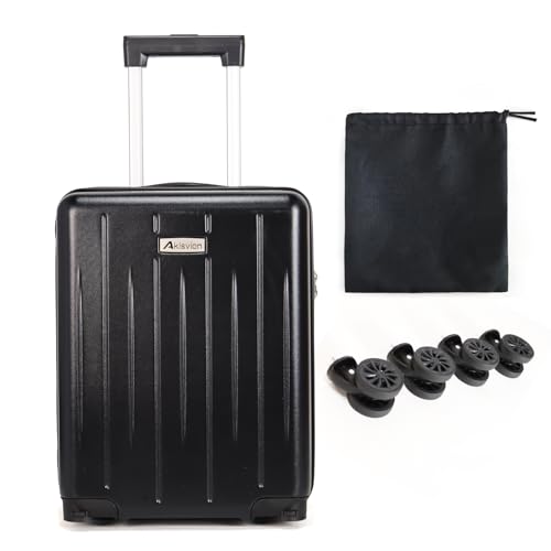 18-inch Carry-on Boarding Luggage: Equipped with Movable Wheels, TSA Approved,Under the Seat, Hard Shell Construction, Lightweight Bag with Essential Accessories (Jet Black)
