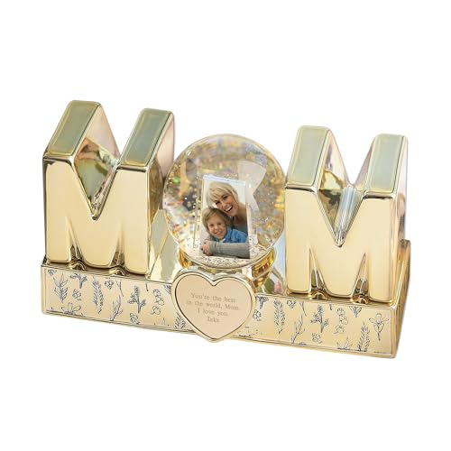 THINGS REMEMBERED Engraved Gold Letter Mom Musical Snow Globe, Plays Fruhlingslied Music, Add Photo Beautiful and Unique Gift (Free Customization)