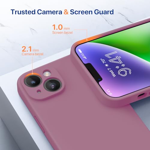 Miracase Designed for iPhone 14 Case with Screen Protector,[Upgraded Enhanced Camera Protection],Shockproof Liquid Silicone Case with Microfiber Lining, 6.1 inch,Blackcurrant - 4