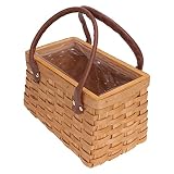BESTONZON Geflochtener Blumenkorb Rattan Korb Obstkorb Weidenkorb mit Henkel Picknickkorb Einkaufskorb Henkelkorb Hochzeit Streukorb Blumenkinder Körbchen für Landhausstil Deko Tischdeko