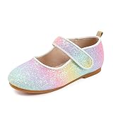 TOZHCITA Rainbow Dress Shoes Girl's Glitter Princess Shoes Toddler Mary Jane Shoes Sparkly Party Bal