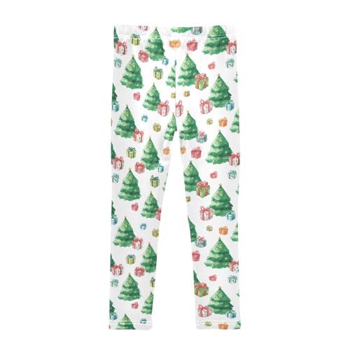 senya Girls Printed Leggings Yoga Pants Christmas Tree with Gift Pattern for Kids in 4t to 10 Years, 4T2