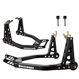 MYCHINSEN 880lbs Aluminum Motorcycle Stand Front and Rear Combo Wheel Lift Stands,with U+L Adjustable Swingarm Spool Paddock Stands,Compatible with Suzuki Yamaha Honda Kawasak BMW Motorcycles,Black