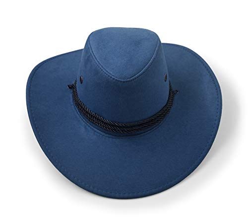 Cowboy Hat, Sun Hat Faux Felt Leather Suede Travel Cap Western Hat Outdoor Sun Protect Nayv Navy #TOP5