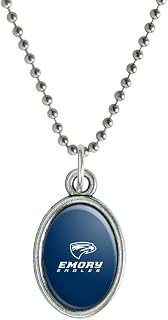 Emory University Primary Logo Antiqued Oval Charm Pendant with Chain