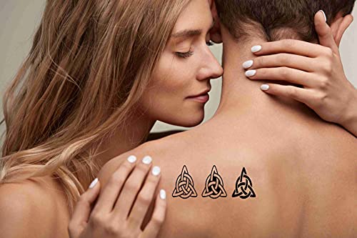 Datewithshower Temporary Tattoos 6 Sheets Celtic Trinity Knot Die Cut Geometric Irish Design Stenci Tattoo Stickers For Adult Kids Women Men Arms Legs Chest Waist Neck 3.7 X Inch Triangle #TOP2