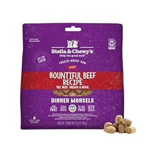 Stella & Chewy’s Freeze-Dried Raw Cat Dinner Morsels – Premium Beef Recipe with 98% Grass-Fed Meat & Organs – Natural Grain-Free Cat & Kitten Food – Made in USA – 3.5 oz