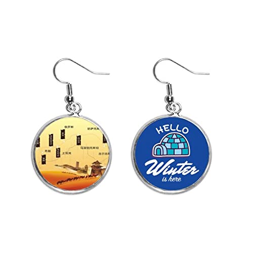 Pendientes Ruta de la Seda con mapa de camello el regalo ideal de invierno para viajeras