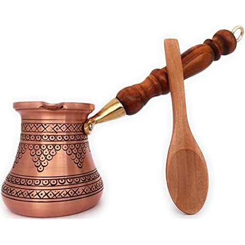 DEDE Copper - Cafetera árabe griego de cobre sólido grabado con mango de madera Cover