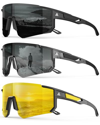 Image of Polarized Sports Sunglasses for Men Women, UV400 Protection Mens Sunglasses Wrap Around Sun Glasses for Cycling Running