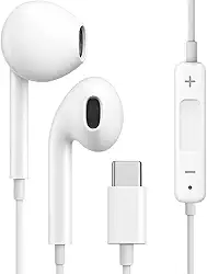 Fones De Ouvido Com Fio Tipo C Microfone Integrado Compativel iPhone 15 15 Pro 15 Pro Max 16 16 Pro Max Android Estéreo Qualidade Premium