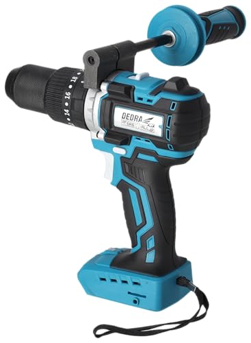 Dedra DED7140 – akumulatorowa wiertarko-wkrętarka 18 V bezszczotkowa z funkcją udaru, moment obrotowy 85 Nm, uchwyt 13 mm, 2-biegowa, LED