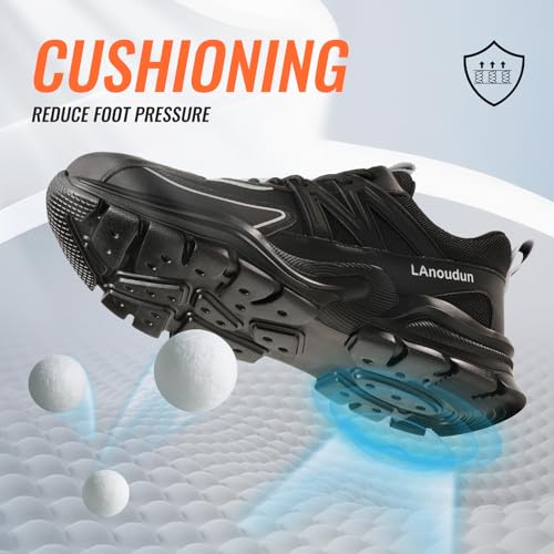 Image of Steel Toe Shoes for Men, Lightweight Safety Work Shoes, Breathable Puncture-Resistant Work Shoes for Warehouse, Factory and Light Construction