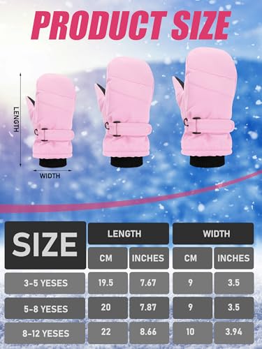 Image of SATINIOR Kids Snow Mittens Waterproof Winter Ski Gloves Warm Thicken Snow Gloves for Girls Boys