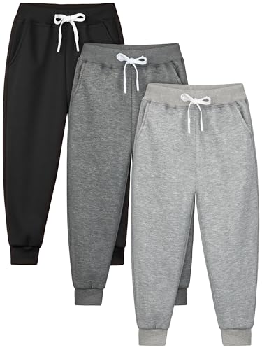 Resinta 3 Pack Kids and Toddlers Boys Pull-On Fleece Sweatpants Active Joggers Pants Basic Track Pants for Boys