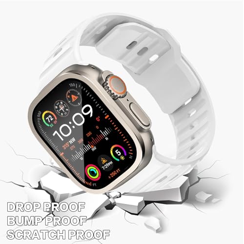 Protection Ecran & Bracelets pour Apple Watch Ultra 2 49 mm,Gel de Silice Bracelets,Ecran Tactile Sensible Protecteur D'écran en Alliage D'aluminium Compatible avec Apple Watch Series Ultra Ultra 2 – vue 4