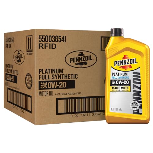 Pennzoil Platinum Full Synthetic 0W-20 Motor Oil (1-Quart, Case of 6)