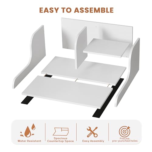 DTK Washer Dryer Countertop with Shelf,27.5" D x 27" W x 11.8" H Wood Countertop for Washer and Dryer,Laundry Countertop with Anti-Slip Strips and Edge Rails,Dryer Countertop for Laundry Room(White) by DTK - Image 7