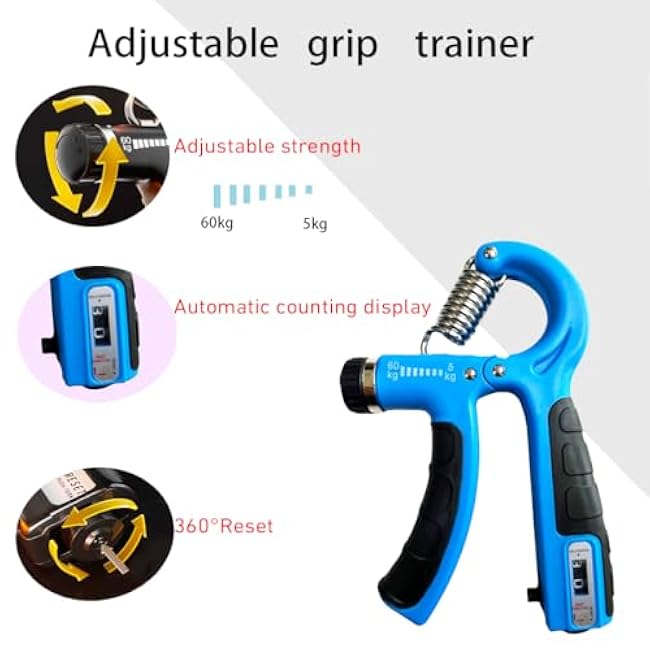Hand Grip Strength Trainer for Muscle Building with Counter, Adjustable Resistance 10-130 lbs, Wrist Forearm strengthener Finger strengthener