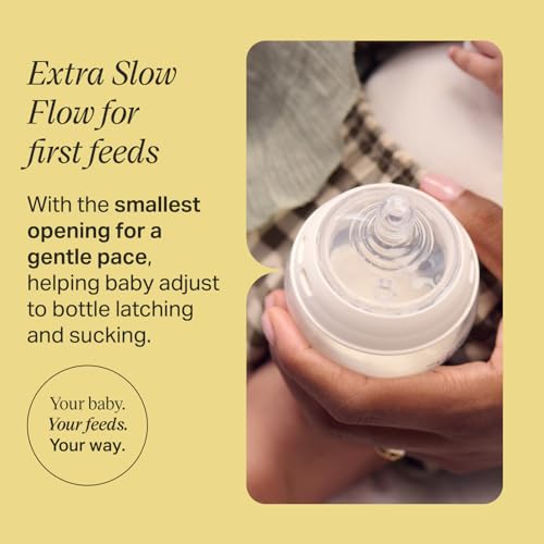 Image of Tommee Tippee Natural Start Baby Bottle Nipples,Breast-Like for A Natural Latch,Anti-Colic Valve,Soft Silicone,Extra Slow Flow,0+ Months,2 Count (Pack of 2)
