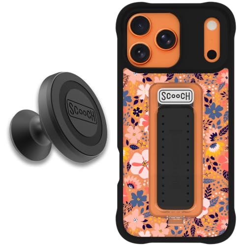 Scooch for iPhone 18 Pro Max/17 Pro Max Case with Stand, Wingman 5-in-1 Kickstand Case, Military Grade Drop Protection, Pop-Out Kickstand, Grip, Wingmount Bundle, Wildflower