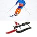Aymzbd Snow Sled with Steering Wheel Brake, Ski Slider, Portable Winter Sports Games Winter Toy Ski Sled Slider for Kids Adults, Red