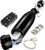 Diversion Safe Water Bottle -Black Stainless Steel Bottle with Hidden Compartment for Cards, Keys, Cash, and Valuables - Insulated Bottle for Hot and Cold Drinks - 18 Ounces