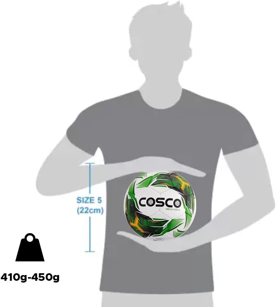 Cosco Delta Force Rubber Laminate Hand-Sewn Football Size 5, Multi-Colour