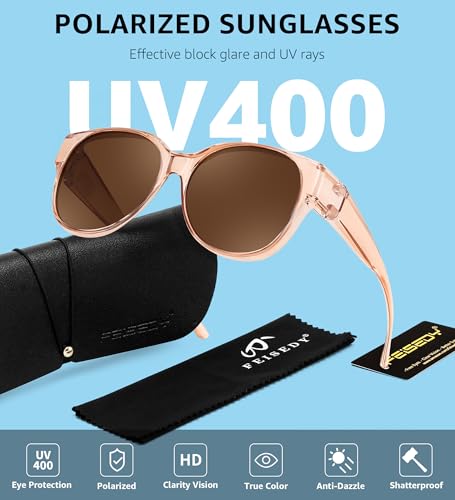 FEISEDY Fit Over Glasses Polarized Sunglasses, UV400 Protection for Driving & Outdoor Activities B0328 Tea by FEISEDY - Used condition - Image 4