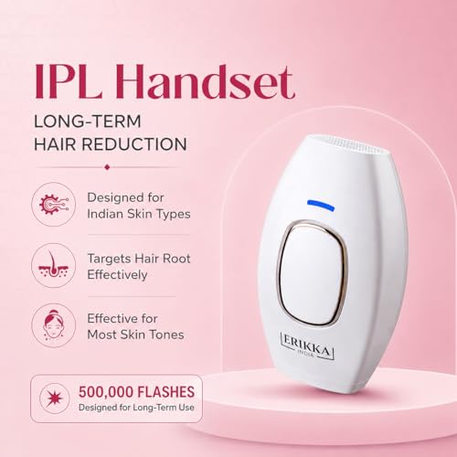 Image of IPL Hair Removal Handset for Women and Men, Full Body, Long-Term Hair Reduction, 500,000 Flashes, 12-Month Warranty by Erikka India| White