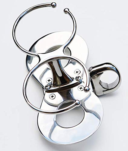 Marine Part Depot Stainless Steel Clamp-On Double Drink Cup Holder with Base