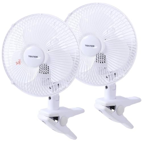 seathestars 【23cm羽根】大型ファン 扇風機 クリップ式 電源コード式 AC100V コンセントタイプ 360度風向調整 自動首振り 風量2段階切替 静音 どこでも取付可能 サーキュレーター メーカー保証付 (ホワイト 2個)の商品画像（Amazon）
