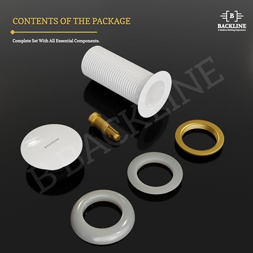 Image of B Backline Brass 5-Inch Pop up Waste Coupling for Wash Basin | 32 MM Full Thread Waste Coupling For Basin (White Glossy, 5-INCH)