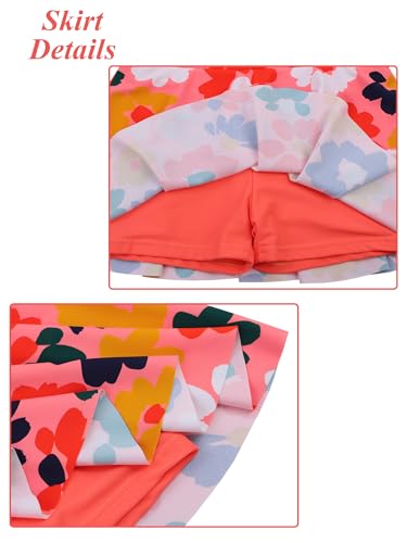 Image of Girls Rash Guard 2 Pieces Bathing Suit UPF50+ Swimsuit with Swimming Skirt Swimwear 2-14Y
