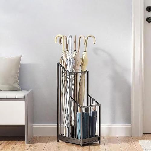 Support de parapluie pour entrée design en métal noir, organiseur de style moderne - 5