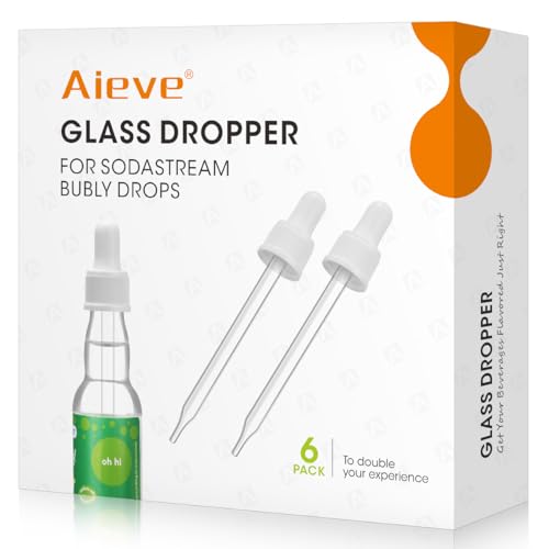 Aieve Glass Dropper Pipettes Compatible with SodaStream Bubly Drops Flavors (6 Pack)