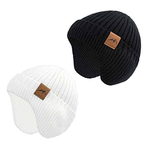 Image of POXIMI Baby Boy Winter Hat Toddler Warm Beanie Girl Knit Hats with Earflap Kid Cute Earmuffs