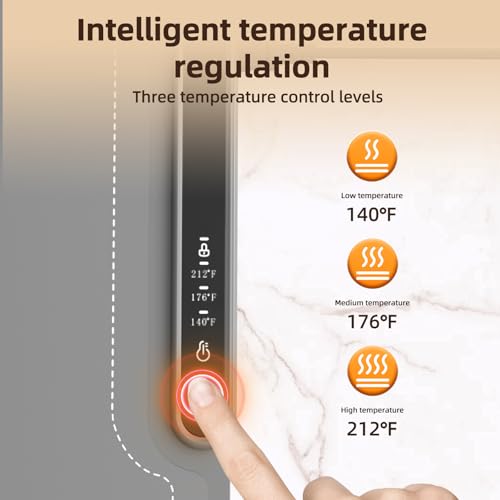 Kismile Warming Mat for Food, 3-Temp Electric Warmer (140/176/212°F), 250W Low Energy, Auto Shut-Off & Child Safety Lock, Portable Roll-Up Silicone Heating Pad for Home Daily Use, Buffets,Grey