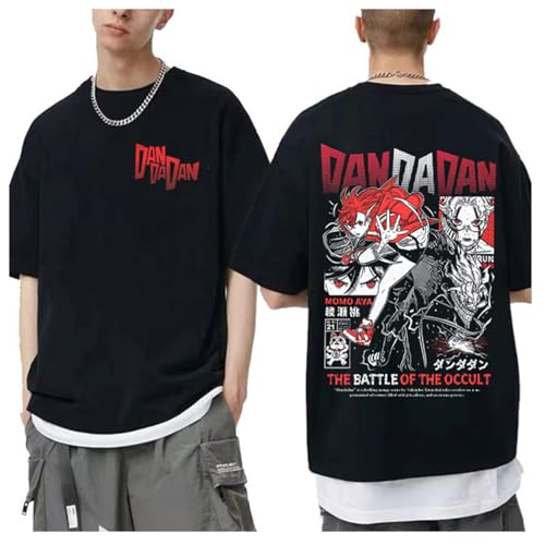 DianShao Anime Dandadan Camiseta – Turbo Granny Manga Tee con Momo Ayase & Okarun – Camiseta de manga corta unisex para fans y cosplay, Negro12, XL