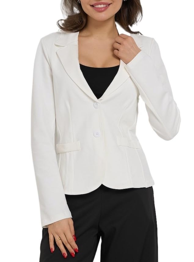 TDEOK Blazer met korte mouwen viscose zomer dames - zomerblazer dames met korte mouwen - korte blazer jas sakko slim korte blazer elegant feestelijk cardigan blazer sportief korte jas licht kort