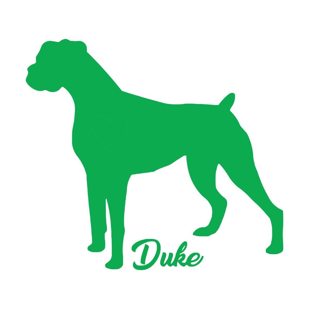 Custom Name Boxer Dog Decal Personalize with Your Dog's Name Wall Stickers Boxer Dog with Red Heart Wall Art Mural Small - 42x47cm