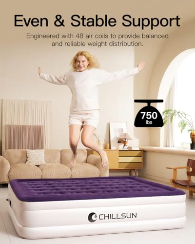 Image of CHILLSUN King Air Mattress with Built in Pump, 18 inch Raised Comfort Blow up Mattress, Upgraded Air Bed Inflatable Mattress for Guests & Home, colchones inflables, AirBed, 750lbs Max
