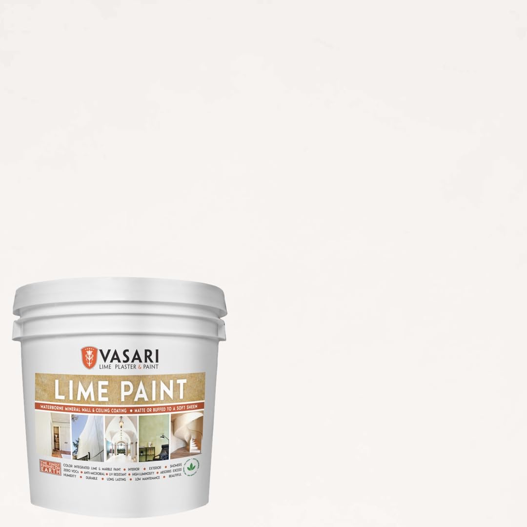 VASARI Lime Plaster & Paint | LIME PAINT | Made from Natural Lime and Powdered Marble | color: White Sand #12 | size: 1 Gallon
