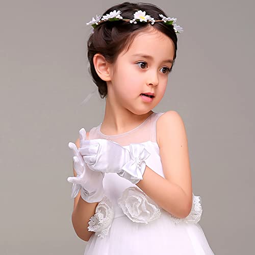 Girls White Gloves for First Communion, Princess, Tea Party 3-12 Years4