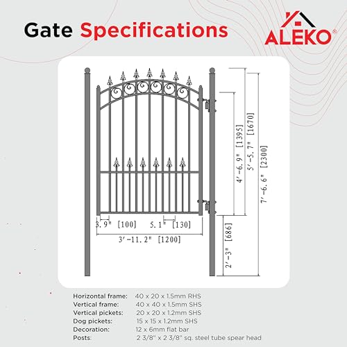Image of ALEKO Driveway Pedestrian Gate | Metal Garden Gate | Pedestrian Door for Steel Gate | Anti-Rust Steel Gate | Prague | 5 ft