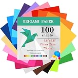 100 Sheets Origami Paper, 25x25 cm/10 Inch Origami Paper Double Sided(70gsm), 20 Colors Large Origami Paper Squares for Kids DIY School Arts Crafts Projects Children Adults