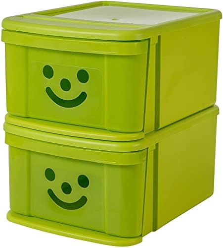 Iris Ohyama, Box, Bins, Kids Toy Organizer, Set of 2, 25 L, BPA Free, Ergonomic Handles, Living Room, Bedroom, PlayRoom - KCB-32 - Green