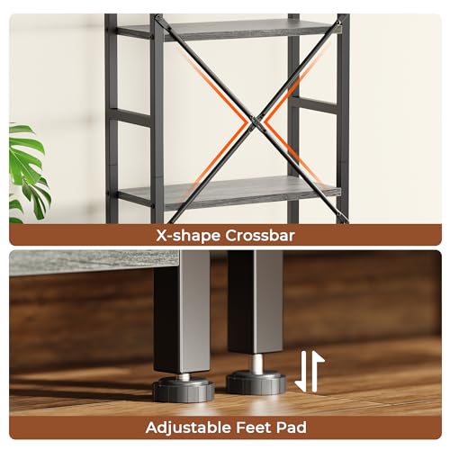 Image of SUPERJARE Triple Bookshelf, Bookcase with 11 Open Display Shelves, Wide Book Shelf Book Case for Home & Office, 4 Tier, Grey