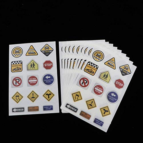 10 Sheets Road Sign Stickers DIY Traffic Play Stickers to Develop Your Kids Imagination and Memory - B